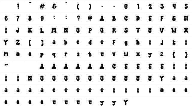 Hony Moon Regular Character Map