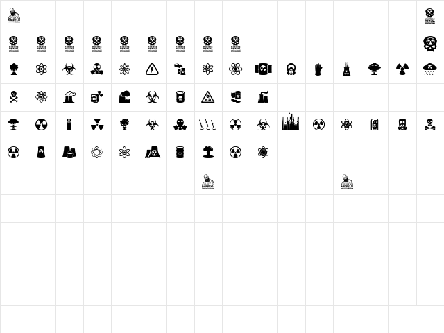 Nuclear Icons Regular Character Map Nuclear Icons Regular Character Map