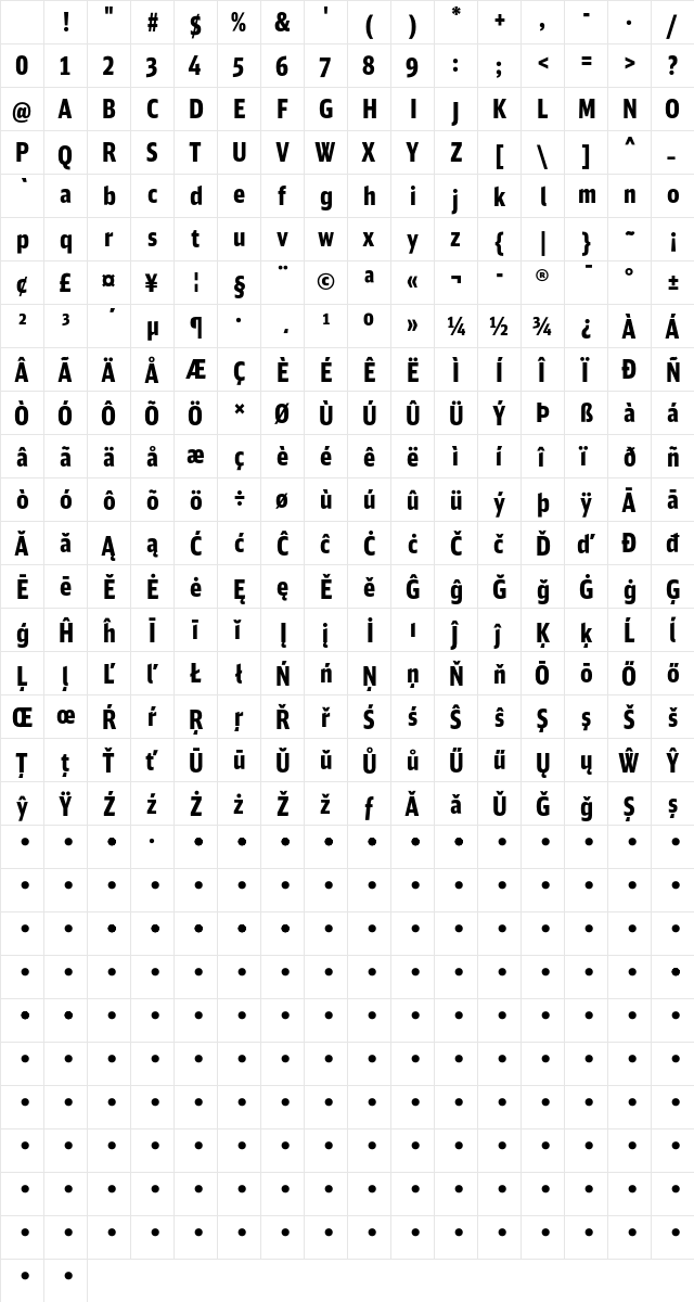 DB Sans Comp Altern Black Character Map