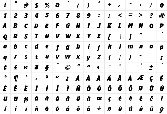 TFForever Extrabold Character Map