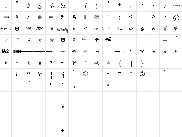 R74_Dingbat attak Regular Character Map