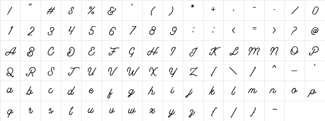 Beautiful Holiday Demo Regular Character Map