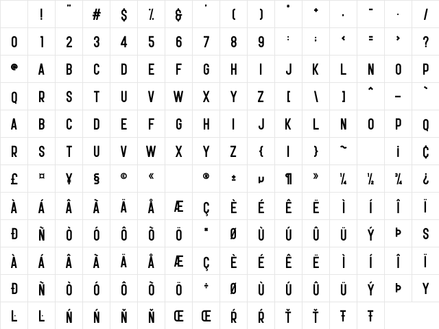 Opera Demo Regular Character Map