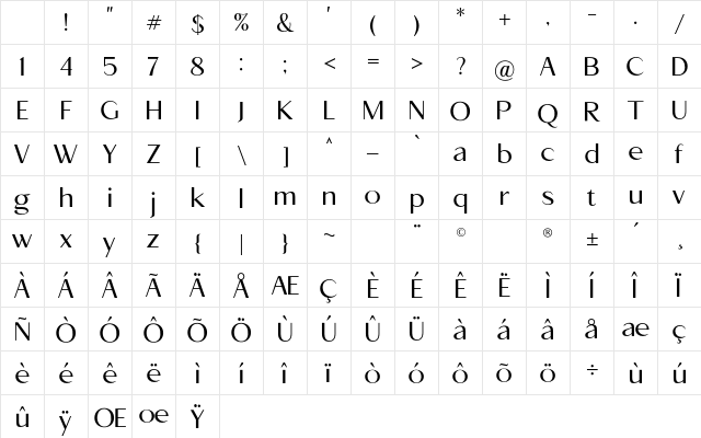 APOLLO Regular Character Map APOLLO Regular Character Map