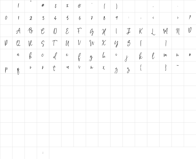 Mawar Merah Regular Character Map Mawar Merah Regular Character Map
