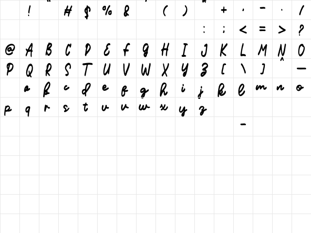 Willstones Regular Character Map