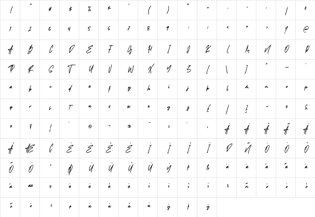 Santy Ehisa Regular Character Map