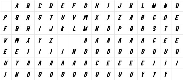Longless Demo Bold Italic Character Map