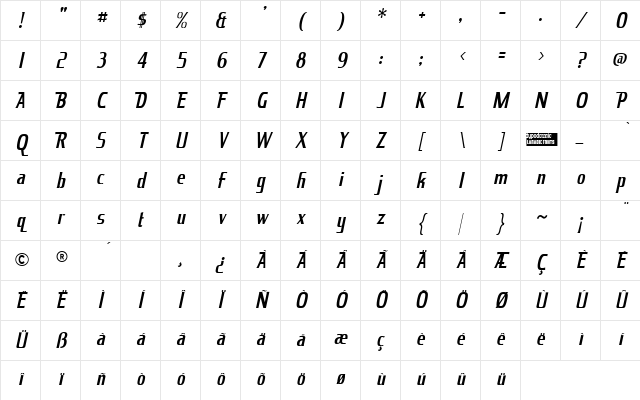 King Richard Italic Character Map King Richard Italic Character Map