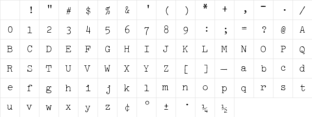 Selectric Pica Regular Character Map Selectric Pica Regular Character Map