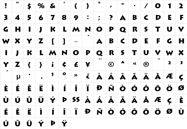 Lithos Black Character Map Lithos Black Character Map