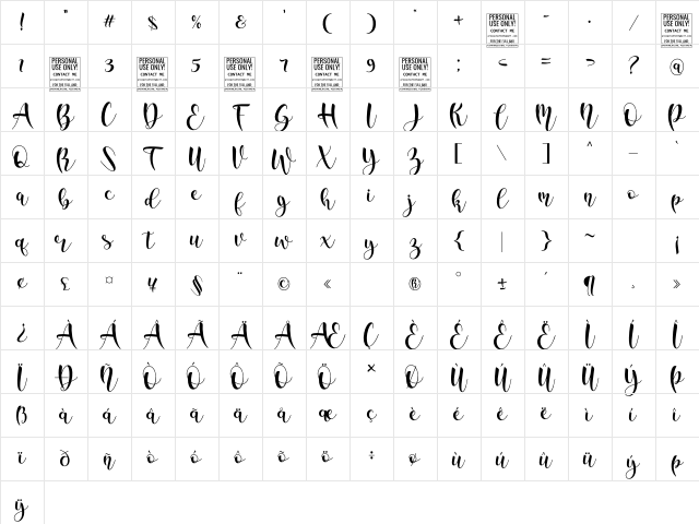 Water Splash Script Character Map Water Splash Script Character Map