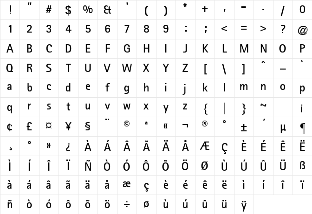 ATRotisSansSerif-Bold Regular Character Map