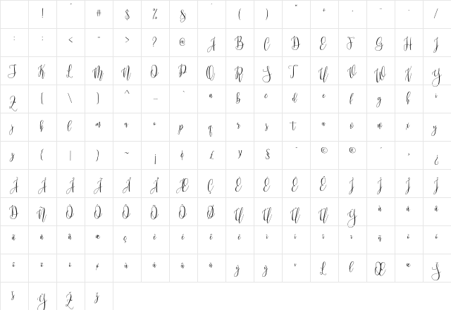Mollinda Script Demo Regular Character Map Mollinda Script Demo Regular Character Map