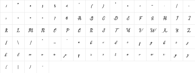 Marria Script Regular Character Map Marria Script Regular Character Map