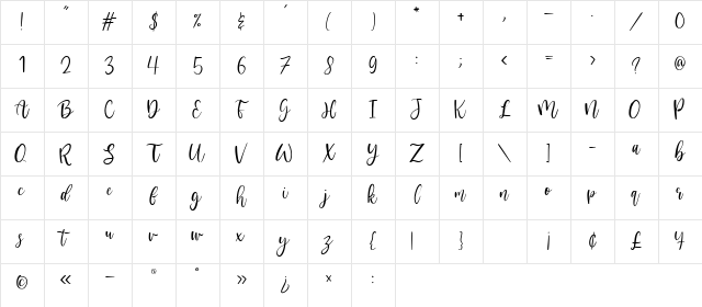 Nicholia Regular Character Map Nicholia Regular Character Map
