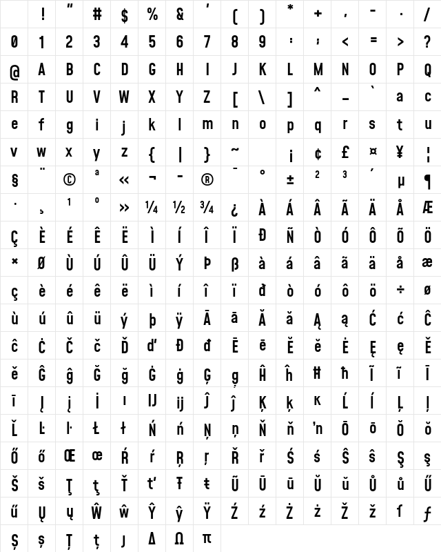 Mohave Medium Character Map Mohave Medium Character Map