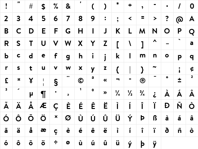 Brandon Text Bold Regular Character Map Brandon Text Bold Regular Character Map