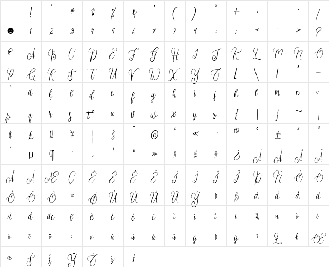BeautyGreen Regular Character Map BeautyGreen Regular Character Map