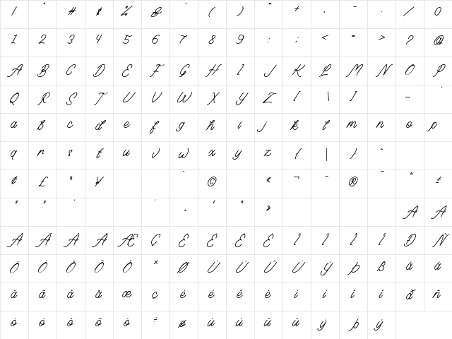 Saturday Bold Bold Character Map