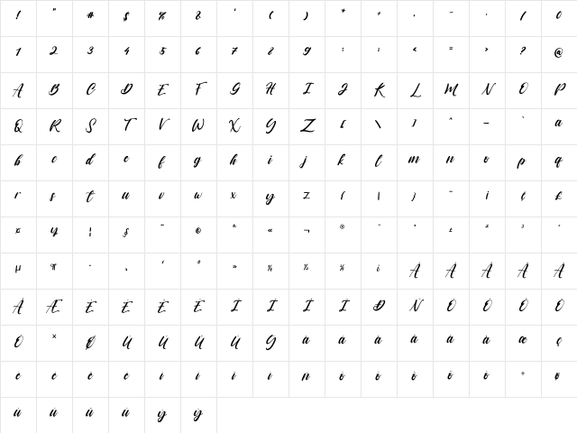 vagnotie Regular Character Map