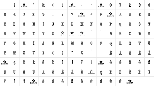 Outlaw Regular Character Map Outlaw Regular Character Map