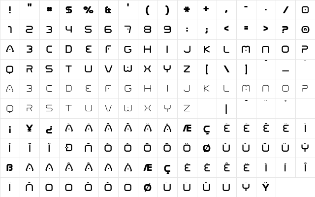 01 Digitall Regular Character Map