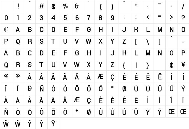 Esentika Regular Character Map Esentika Regular Character Map