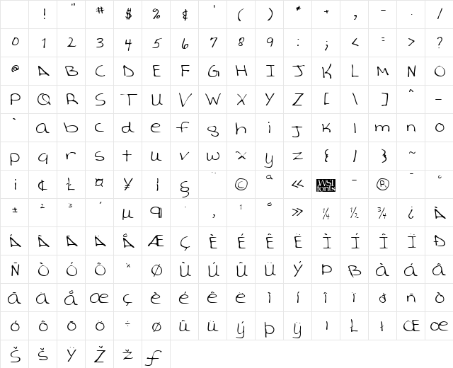 AverysHand Regular Character Map AverysHand Regular Character Map