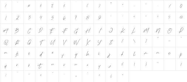 Black Angel Regular Character Map