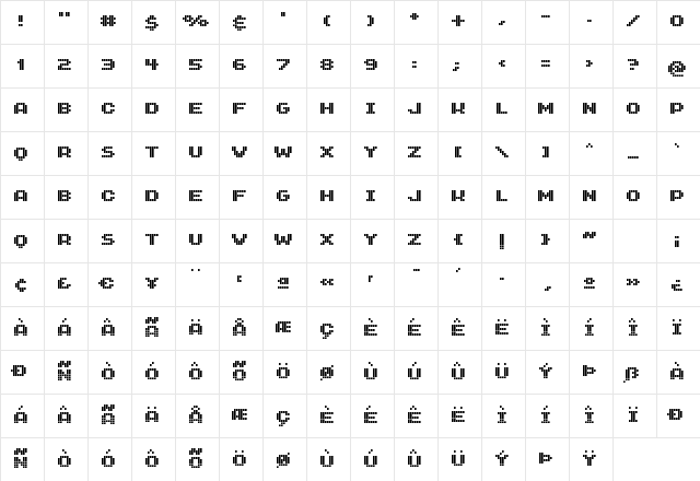 GenetrixSquare Regular Character Map