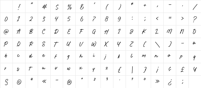 United White Regular Character Map