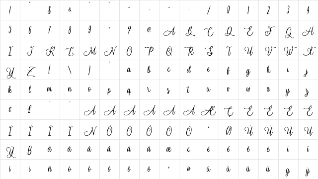 Navy Ballad - Personal Use Regular Character Map Navy Ballad - Personal Use Regular Character Map