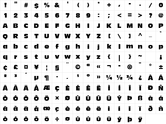 Antique Olive CompactPS Regular Character Map