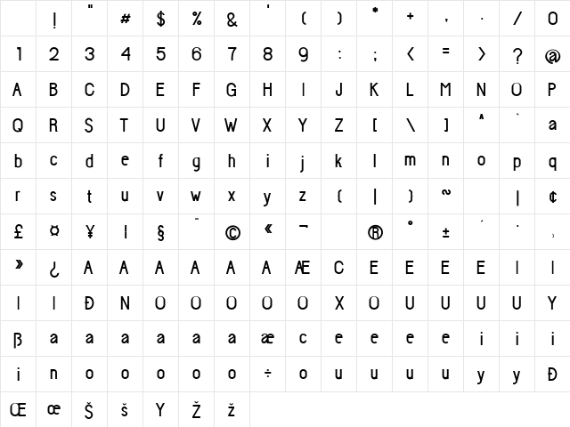 Progelud Regular Character Map