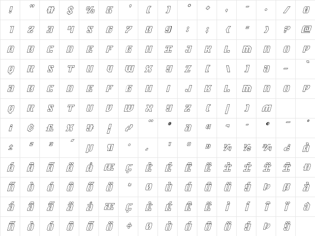 Federal Blue Outline Italic Outline Italic Character Map