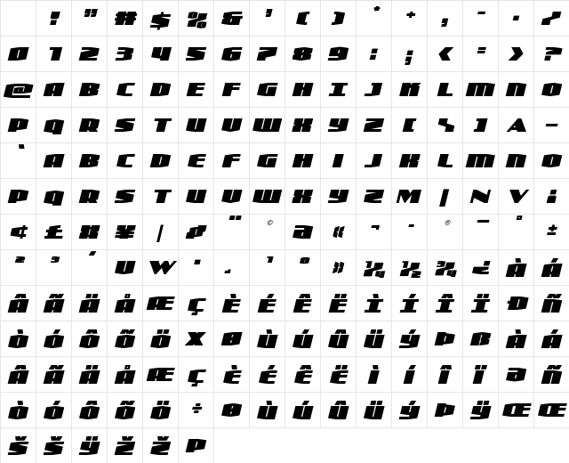 Alpha Century Italic Regular Character Map Alpha Century Italic Regular Character Map