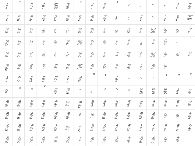Young Patriot Outline Italic Outline Italic Character Map