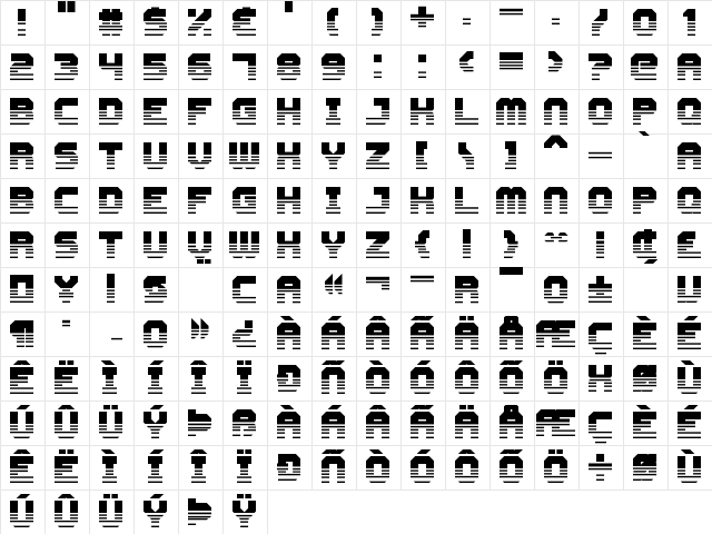 Cyberspace Raceway Front Regular Character Map