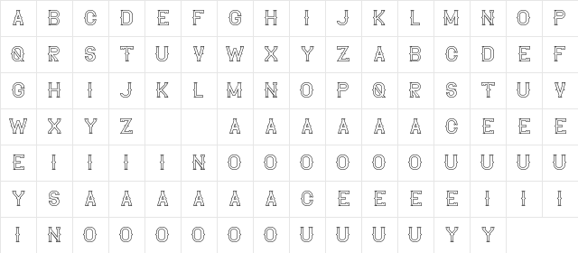 The Lekker DEMO Outline Regular Character Map The Lekker DEMO Outline Regular Character Map