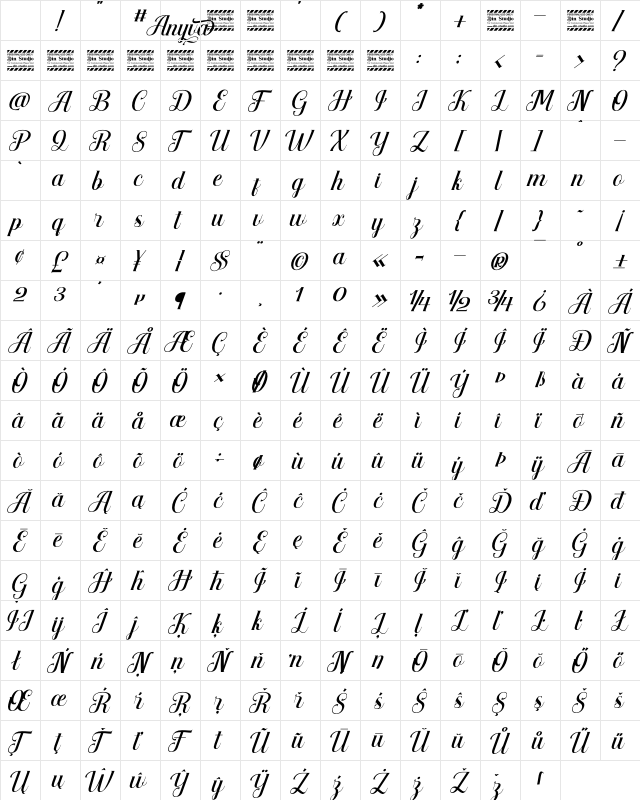 Anyva Personal Use Regular Character Map Anyva Personal Use Regular Character Map