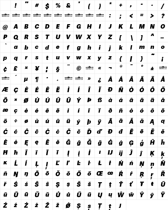 Boring Sans A Trial Heavy Italic Character Map Boring Sans A Trial Heavy Italic Character Map