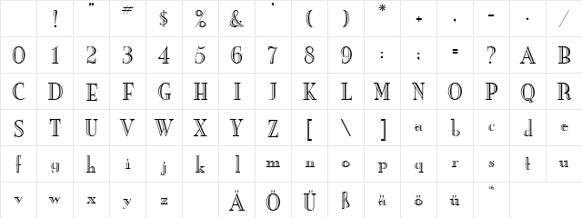 YankeeEngraved Normal Character Map YankeeEngraved Normal Character Map