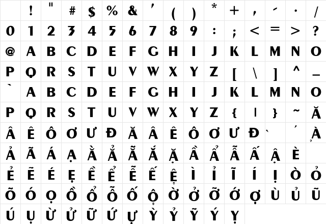 .VnExoticH Normal Character Map