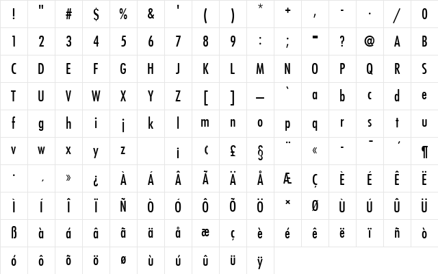 FuturaTMedConRo1 Regular Character Map FuturaTMedConRo1 Regular Character Map