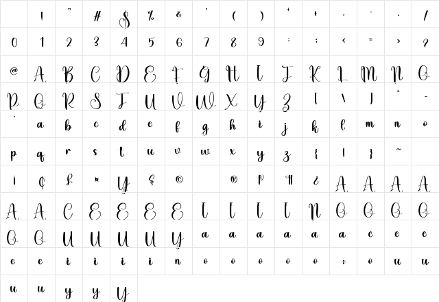 Backlight Regular Character Map Backlight Regular Character Map