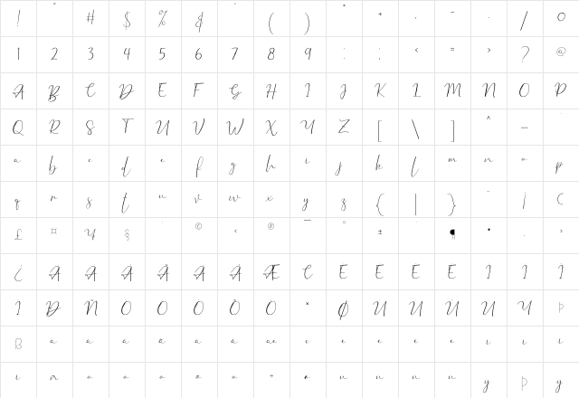 Violet Watson Regular Character Map Violet Watson Regular Character Map