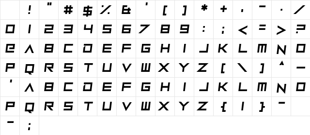 Robot Roc Regular Character Map