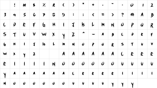 Halloweins Regular Character Map Halloweins Regular Character Map