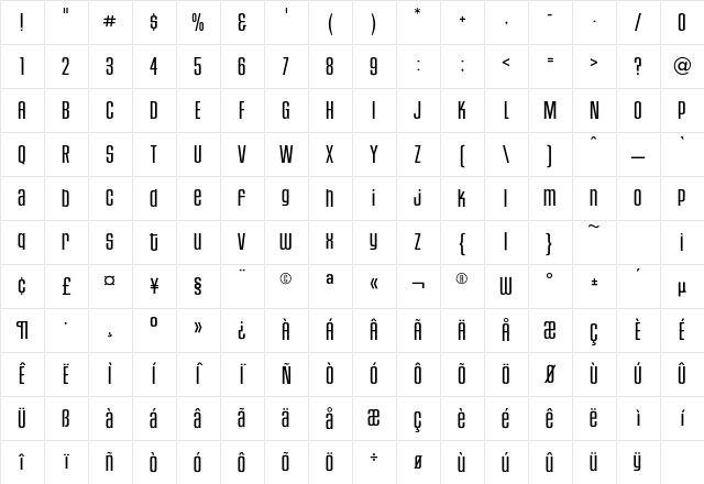 HouseGothic LightThree Character Map HouseGothic LightThree Character Map